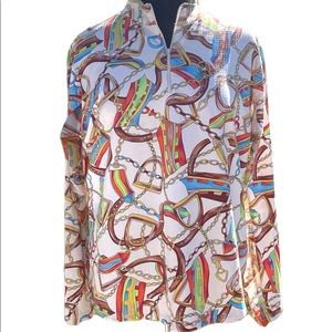 ICIKULS Quarter Zip Equestrian Pattern Golf / Tennis Pullover Size XL